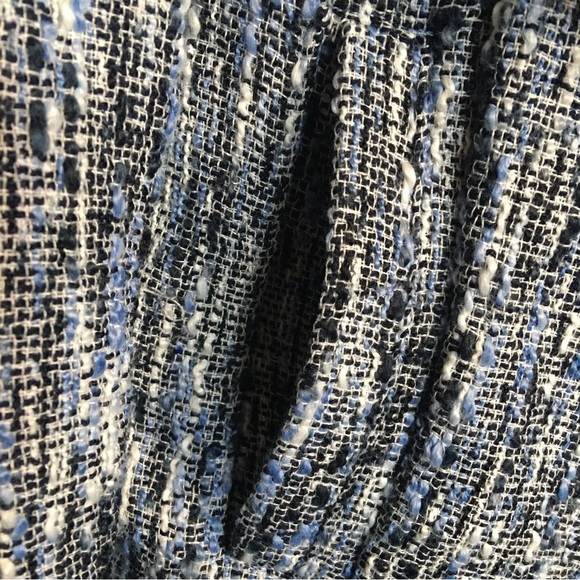 Roz & Ali Open Tweed Blazer in lightweight Blue white Fringed Size M - Picture 7 of 12
